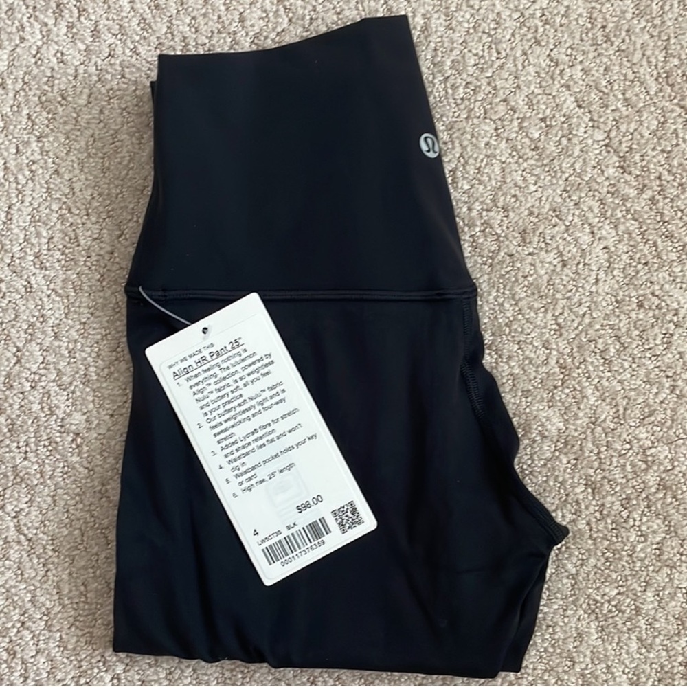 NWT Lululemon High Rise Align Pant 25" Black Size 4